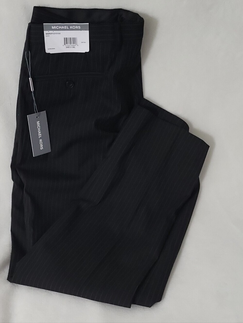 Michael Kors Men's Black Pinstripe Dress Pants 34W x 30L Flat Front